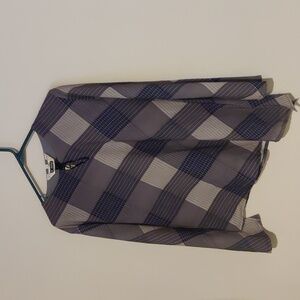 Blue Plaid Asymmetrical Long Sleeved Blouse Size XL